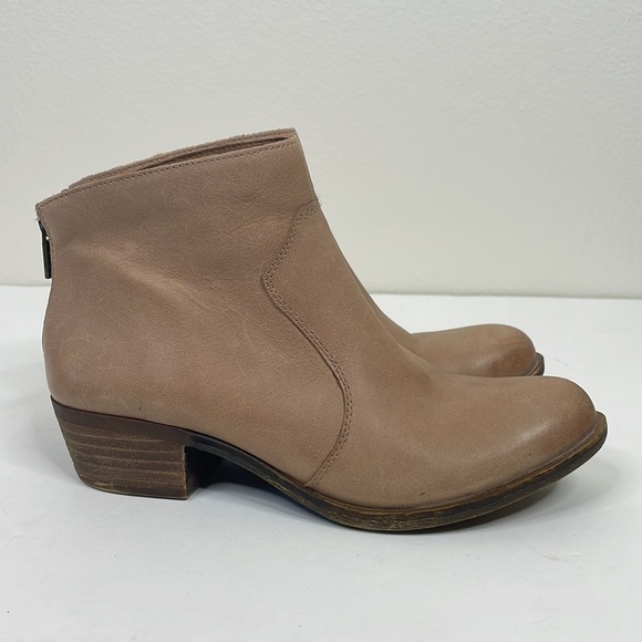 Lucky Brand Binus Leather Ankle Booties sz 7 Light Tan - Picture 4 of 10